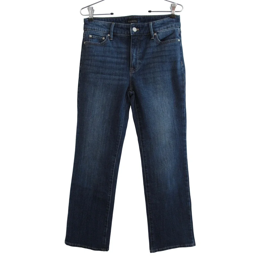 Talbots Barely Boot Jean Savannah Wash Dark Indigo Blue Stretch Denim 4P Petite